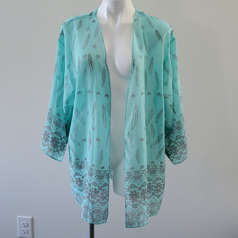 Turquoise Sheer Kimono / Cover Up